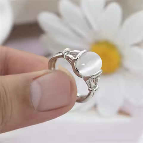 Hot Twilight Saga Bella Ring Fashion Silver Plated Opals Rings Simple Classic Movie Film Jewelry For
