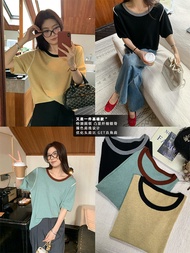 เสื้อสเวตเตอร์ถักคอตั้งแขนสั้นหลวมๆ สำหรับผู้หญิงไซส์ใหญ่ NAZ ฤดูใบไม้ร่วง 2025 ทรงหลวมๆ แขนสั้น คอก