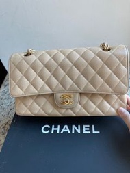 Chanel classic flap 25 calf skin beige gold