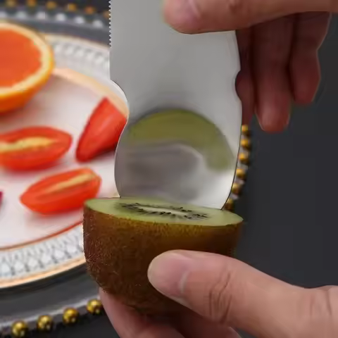 Stainless Steel Kiwi Blade Kiwifruit Cut Spoon Peeling Dig Spoon Serrated Blade for Shop Kitchen Hom