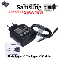 1Set Samsung 25W 45W Travel Adapter Charger USB-C To C Fast Charging 25 45 W Watt C to C Cable Mobil