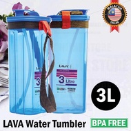 LAVA Water Bottle Tumbler Container Easy Carry Strip Straw 3L BPA FREE/Botol Air LAVA