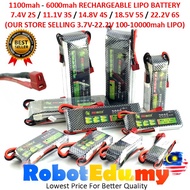 7.4V 2S 11.1V 3S 25C 30C 1100mah 2200mah 5S 6000mah 22.2V 6S Lipo Li-po Rechargeable RC Tamiya Racing Car Drone Battery