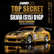[READY STOCK] INNO64 1/64 Nissan Silvia S15 D1GP Top Secret Gold Chrome Drift Diecast Model