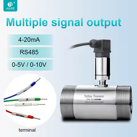 Turbine Flow Meter Water Flow Transmitter 4-20mA RS485 Signal Output Alcohol Hydraulic Oil Water Flo