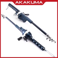 AKAKUMA Fishing Rod Short Section Lure Rod Fishing Reel Integrated Foldable 1.38m Portable Throwing 