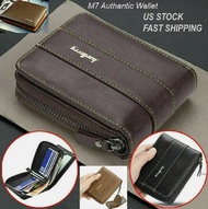 Men's Wallet Leather Purse Zipper Bifold Coin Pocket Wallet ID Wallet