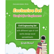 Exclusive Set Civil Engineering with different type of Civil Works Design Excel Spreadsheets