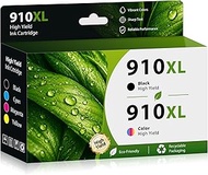 910XL Ink Cartridges Combo Pack 4 Pack Remanufactured for HP 910 XL 910XL Ink Cartridges Works with 