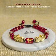 REZEKI BRACELET Gelang Penarik Penambah Magnet Rezeki Batu Merah Mantra Tibet Pixiu Naga Emas ASLI 2