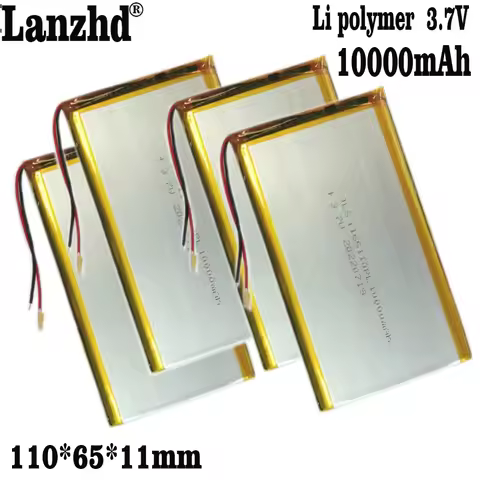 1-10PCS Lithium Li Polymer 3.7V Battery 10000mAh 1165110 Soft package battery with BMS For Power Ban