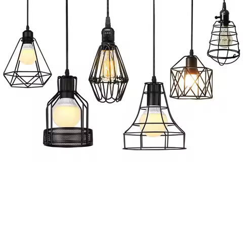 Metal Chandelier Retro E27 Edison Ceiling Light Black Lampshade for Kitchen Restaurant Cafe Restaura