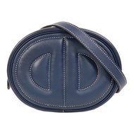 HERMES Swift皮革In The Loop銀扣肩背袋Bleu Navy/Terre Battue