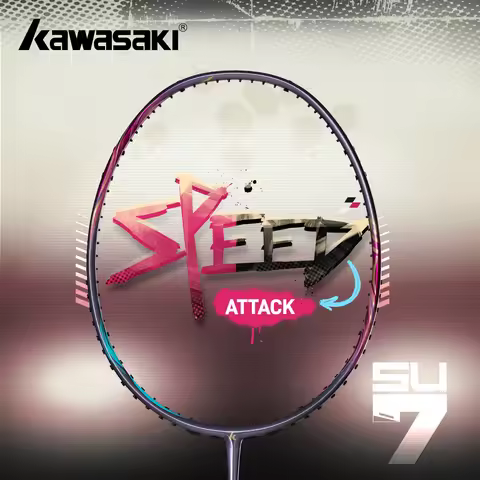 Kawasaki SU7 raquette badminton Full Carbon 4U Professional Badminton Racket -Fast & Flexible High-S