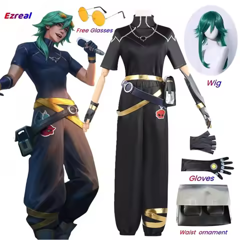 Jeu LOL HEARTSTEEL Ezreal Cosplay Costume LOL HEARTSTEEL GQ Ezreal noir unisexe Costume Halloween en