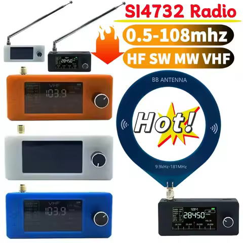SI4732 0.5-108mhz Pocket Mini Radio LSB USB AM FM FM/AM Radio 1.9inch IPS Screen All Band Radio Rece