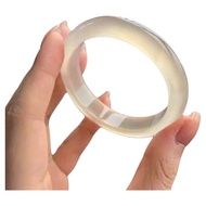 Star Brand Ice Transparent White Jade Bangle with Champagne Gold Lotus Frosted Jade Bangle for Women