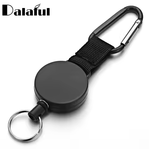 Outdoor Stainless Steel Rope Keychain Climbing Buckle Telescopic Anti-theft Wire Retractable Tactica