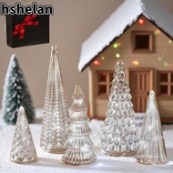 HSHELAN Set of 5 Illuminated Mercury Glass Trees, Versatile With Light Mercury Glass Christmas Trees