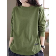 【 M-4XL 】plain T shirt woman long sleeve T-shirt women shirt T shirt women shirt female Korean style
