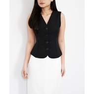 Zarra - Women's Vest, Korean Sleeveless Outerwear, Latest Women's Outerwear, Plain Black Vest