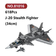 ✨J-20 Stealth Fighter Assembly Model 618 Pcs LEYI Plane Snap-Fit Adult Hobby Models Kit