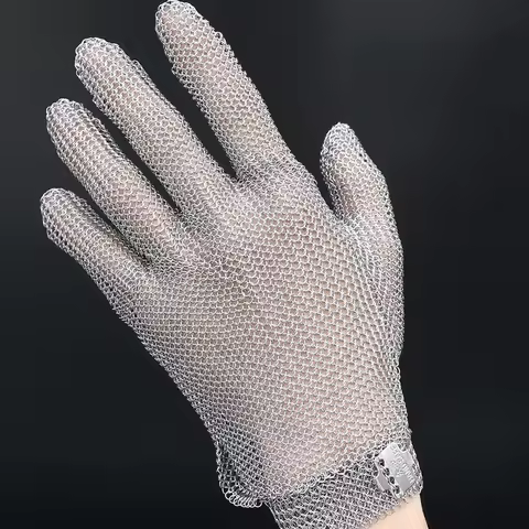 Protective Glove Stainless Steel Mesh Glove Anit-Cut Knife Resistant Chain Mail Protective Glove for