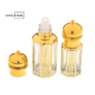 honeypanda 3/6/15ml Roll On Bottle Glass Mini  Container Portable Blending Perfume Bottle Gold Empty