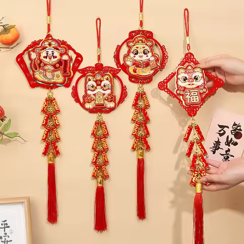 2025 Year of the Snake Spring Festival Lucky Character Pendant Chinese New Year Lion Firecracker Hom