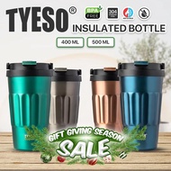 TYESO Coffee Tumbler Hot & Cold with Handle Vacuum Insulated 400ML 500ML Metallic Tumbler DoubleWall