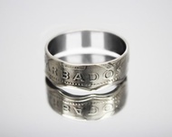 巴巴多斯硬幣戒指 1 美元 1988-2005 男士硬幣戒指 女士硬幣戒指