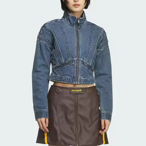 Adidas Originals Trefoil Women's Knit Denim Loose Casual Jacket KH1183