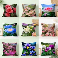 throw pillow cover punda throw pillow case Floral Garden Roses Peonies Tulips Iris