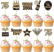 Pack of 36 75th Birthday Cake Decorations Vintage 1949 Cupcake Toppers Seventy-five Happy Birthday C