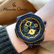 [Original] Alexandre Christie 6600MCLIPBAYL Chronograph Men Watch with Black Genuine Leather