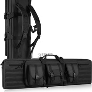 Toy Rifle Bag Tactical Double Long Gun Bag Soft Rifle Case w/ Lockable Zipper for 2 Toy Guns Camping