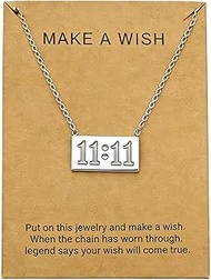 Stainless Steel 1111 Angel Number Necklace Dainty Bar Women's Pendant Choker Lucky Chain Numerology 