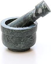 Stones And Homes Indian Green Mortar and Pestle Set 3 Inch Marble Stone Molcajete Herbs Spices for Kitchen and Home Small Bowl Polished Round Medicine Pills Stone Grinder - (7.6x4.8x3.2 cm)