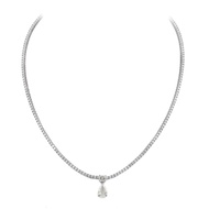 White Gold, 1.03ct Pear Shaped Diamond and Diamond Tennis Collar Necklace