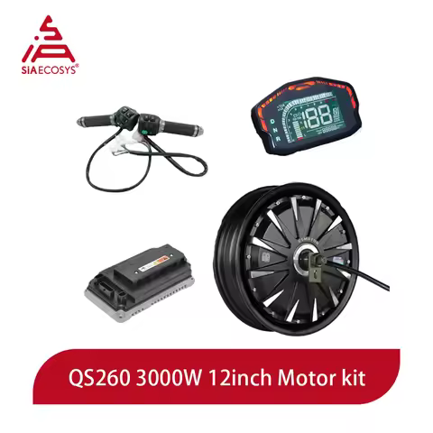 QSMOTOR QS260 12inch 72V 3000W Hub Motor EM100SP Controller Kit Plug & Play for High-Speed E-Scooter