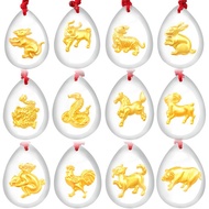 999.9 Gold 12 Zodiac Crystal Pendant/Emas 12 Loket Kristal Zodiak