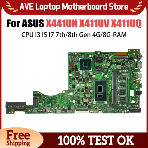 For ASUS Laptop Motherboard X411UA A411UN X411U S4100U X411UO X411UQ Mainboard K411UA S4100V CPU i3 