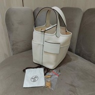 Hermes PICOTIN 18 帆布 白金扣