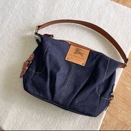 Burberry Vintage Demin Shoulder Bag 經典復古水洗牛仔接拼皮革餃子包單肩包