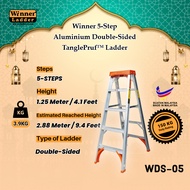 Winner Ladder 5-Step Aluminium Double-Sided TanglePruf™ Ladder 150Kg Duty Rating Tangga Heavy Duty