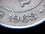 香港鎳幣-1968年英屬香港五毫鎳銅幣(英女皇伊莉莎伯二世戴冠像)