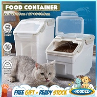 POODEE Fully Sealed 10/15kg Rice Bucket Food Storage Box Pet Cat Food Container Bekas Beras Plastik Makanan Kucing 猫粮储存罐