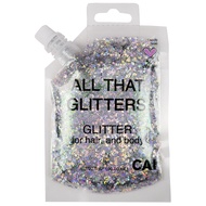 CAI BEAUTY NYC Silver Glitter Bag Gel for Face, Body and Hair 90ml 3.04oz Holographic Cosmetic Grade