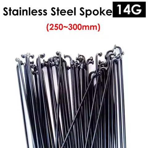 14G Black Stainless Steel Bike Spokes MTB Bicycle J Bent Spokes 2mm With Nipples Black Color 40-350m