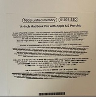 MacBook Pro M2 Pro 16g Ram 512 SSD